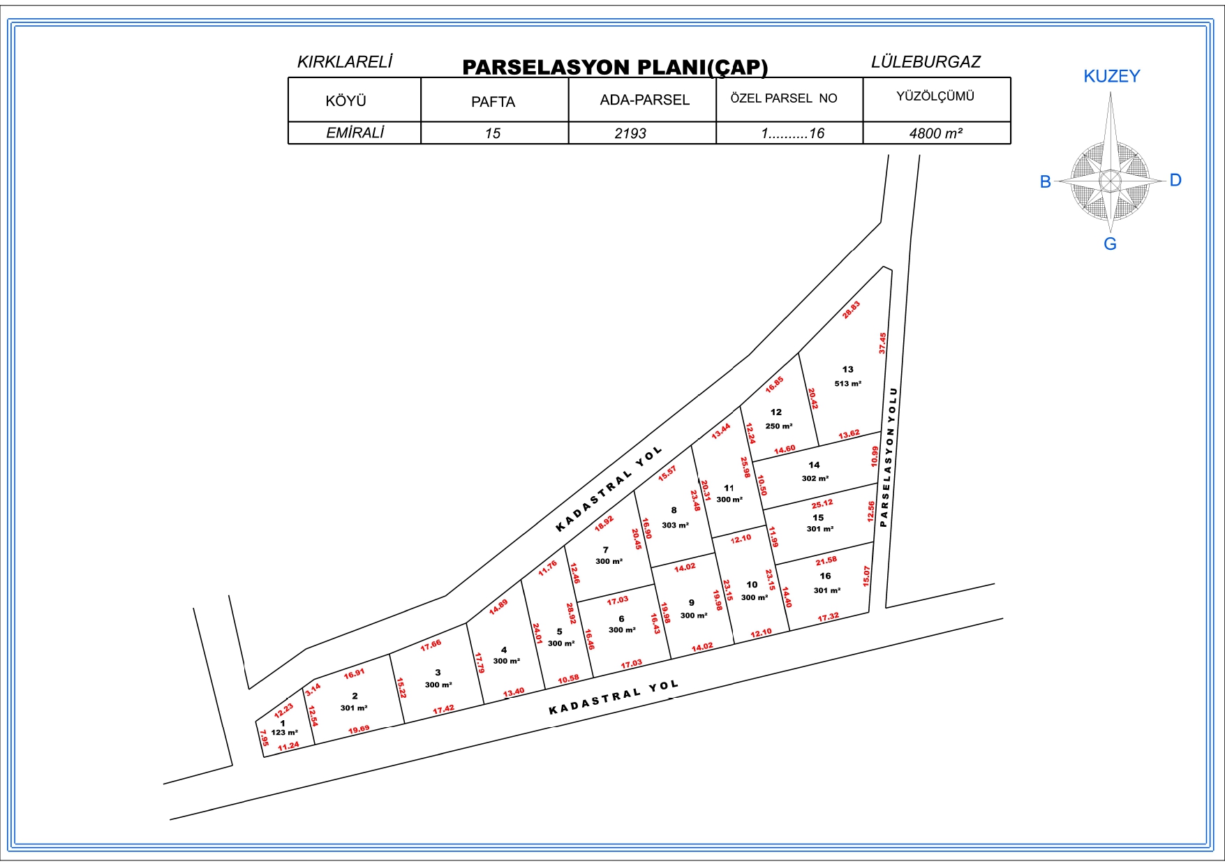 LÜLEBURGAZ EMİRALİ ASFALT YOLA CEPHE 300 M2 PARSELLER HEMEN TAPU